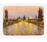 Zerbino Charles Bridge Old Town Prague Czech Republic with Classic Medieval Buildings Tappeto Bagno Assorbente Lavabile Zerbino Ingresso Casa, per Corridoio, Bambini, Bagno, 40x60cm