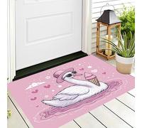 Zerbino Cigno Cuore, Tappetino per Ingresso Con Animali Divertenti Per L'Estate, Per Esterni E Interni, Tappeto Con Accenti, Antiscivolo, Assorbe La Polvere, Facile Da Pulire, 80 x 120 cm