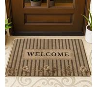 Zerbino classico a righe, tappeto per ingresso floreale beige per interni ed esterni, antiscivolo, lavabile, facile da pulire, decorazione per la casa, 73 x 43 cm