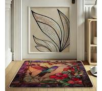 Zerbino Colibrì vibrante Tappeto d'ingresso floreale colorato per decorazione stagionale esterna ed interna gomma impermeabile antiscivolo assorbente polvere facile da pulire 29x17
