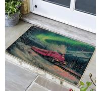 Zerbino colorato a forma di treno da pesca, locomotiva per ingresso esterno ed interno, decorazione per vacanze invernali antiscivolo, lavabile in lavatrice per porta d'ingresso, 73,7 x 43,2 cm