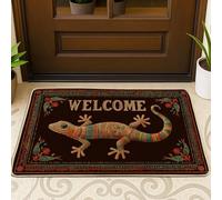 Zerbino colorato con geco, con lucertola dal design ricco, tappeto di benvenuto per interni ed esterni, per decorazioni stagionali, tappetino in gomma antiscivolo, facile da pulire, 73 x 43 cm