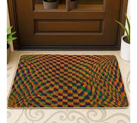 Zerbino colorato con illusione ottica a scacchi, per interni ed esterni, decorazione moderna, in gomma, impermeabile, antiscivolo, assorbe la polvere, facile da pulire, 73 x 43 cm