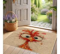 Zerbino colorato con uccello, gufo rosso piumato, tappetino di benvenuto per ingresso esterno e interno, decorazione stagionale, antiscivolo, resistente alla polvere, facile da pulire, 73 x 43 cm