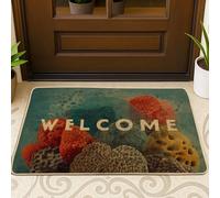 Zerbino colorato in spugna di benvenuto, tappeto d'ingresso per interni ed esterni, per decorazione della casa, tappetino antiscivolo, resistente allo sporco, facile da pulire, 73,6 x 43,2 cm