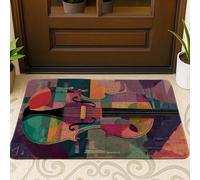 Zerbino colorato per violino, zerbino artistico per ingresso esterno e interno, decorazione a tema musicale, antiscivolo, assorbe la polvere, facile da pulire, 73,7 x 43,2