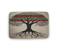 Zerbino con albero della vita bandiera palestinese in velluto di corallo, tappetino morbido per porta spesso per gattonare, tappeto per camera da letto, soggiorno, antiscivolo, assorbente, lavabile in