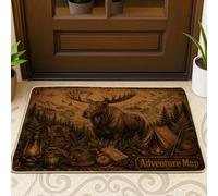 Zerbino con alce di benvenuto, tenda rustica per esterni, lanterna autunnale, antiscivolo, antiscivolo, decorativo, per ingresso, portico, bagno, ufficio, 73 x 43 cm