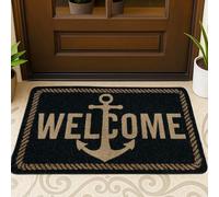 Zerbino con ancoraggi nautici, tappetino di benvenuto per interni ed esterni, stile costiero, impermeabile, antiscivolo, antipolvere, facile manutenzione, 73 x 43 cm