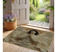 Zerbino con angelo celeste, beige con angelo in preghiera, per ingresso esterno e interno, decorazione spirituale, in gomma, impermeabile, antiscivolo, assorbe la polvere, facile da pulire, 73 x 43 cm