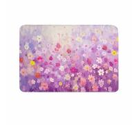 Zerbino con angoli arrotondati, motivo floreale viola primaverile, motivo: margherita, dipinto a olio botanico, per bagno, soggiorno, cucina, camera da letto, ufficio, ingresso, 19,7 x 31,5 pollici