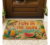 Zerbino con anguria, estivo, tropicale, palla da spiaggia, stella marina, arancione, lavabile, a basso profilo, decorazione per esterni, per porta d'ingresso, patio, 73 x 43 cm