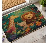 Zerbino con animali della giungla, colorato, leone, giraffa, orso, tappetino di benvenuto, per ingresso esterno e interno, decorazione carina, in gomma, impermeabile, antiscivolo, cattura lo sporco