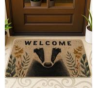 Zerbino con animali di benvenuto, simpatico animale bianco e nero, decorazione per interni ed esterni, in fibra di cocco naturale, ecologico, antiscivolo, anti-polvere, facile da pulire, 73 x 43 cm