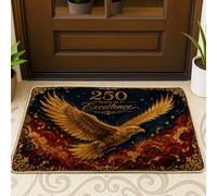 Zerbino con aquila di benvenuto, elegante, classico, nuvole, stelle, anniversario, oro, lavabile, a basso profilo, decorativo, decorazione per esterni, porta d'ingresso, patio, 73 x 43 cm
