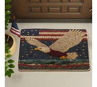 Zerbino con aquila patriottica, rosso, bianco e blu, decorazione per il giorno dell'indipendenza, design rustico per esterni e interni, antiscivolo e facile da pulire, 73 x 43 cm
