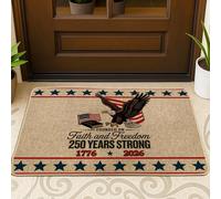 Zerbino con aquila, patriottico tradizionale con bandiera dell'indipendenza, rosso, lavabile, a basso profilo, decorativo, per ingresso, portico, bagno, ufficio, 73 x 43 cm