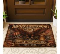 Zerbino con aquila, stile patriottico vintage, con campanella e cappello dell'indipendenza, antiscivolo, cattura lo sporco, zerbino di benvenuto, decorazione per esterni, porta d'ingresso, patio, 73 x