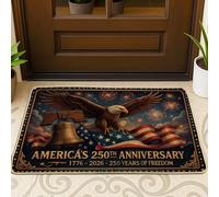 Zerbino con aquila, tradizionale patriottico con campane e stelle, antiscivolo, rosso, antiscivolo, decorazione per la casa, per ingresso, portico esterno, balcone, 73 x 43 cm