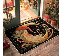 Zerbino con Babbo Natale, nero, per interni ed esterni, in gomma, impermeabile, antiscivolo, facile da pulire, 73 x 43 cm