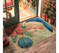 Zerbino con Babbo Natale, tappetino per ingresso natalizio blu, per decorazioni natalizie, in gomma, impermeabile, antiscivolo, assorbe la polvere, tappetini per interni ed esterni, facile da pulire