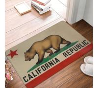 Zerbino con bandiera dell'orso bruno della Repubblica della California - Tappetini di benvenuto per esterni, antiscivolo, per interni ed esterni, a basso profilo (24x16 pollici)