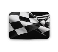 Zerbino con bandiere a scacchi, in velluto di corallo, morbido, spesso, per gattonare, per camera da letto, soggiorno, antiscivolo, assorbente, lavabile in lavatrice, 40 x 60 cm