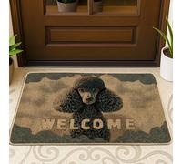 Zerbino con barboncino di benvenuto, motivo cane marrone, per primavera ed estate, decorazione per interni ed esterni, antiscivolo, facile da pulire, 73 x 43 cm