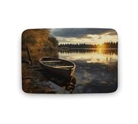 Zerbino con barca sul lago in velluto di corallo, morbido, spesso, per gattonare, camera da letto, soggiorno, antiscivolo, assorbente, lavabile in lavatrice, 40 x 60 cm