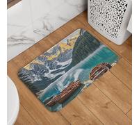 Zerbino con barche sul lago, antiscivolo, assorbente, morbido, lavabile, moderno, per cucina, camera da letto, bagno, decorazione 40,6 x 61 cm