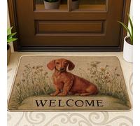 Zerbino con bassotto, tappetino di benvenuto per cani marrone, per interni ed esterni, decorazione per ingresso in campagna, antiscivolo, impermeabile, antipolvere, facile da pulire, 73 x 43 cm