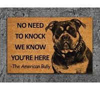 Zerbino con bullo americano, divertente We Know You are Here, zerbino, American Bully Mat, American Bully Zerbino di benvenuto per casa, cucina, camera da letto, 45,7 x 76,7 cm