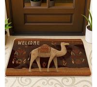 Zerbino con cammello del deserto, marrone, zerbino di benvenuto per ingresso esterno e interno, decorazione rustica, antiscivolo, impermeabile, morbido zerbino anteriore, facile da pulire, 73 x 43 cm