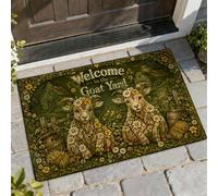 Zerbino con capre di benvenuto, rustico, con margherite di campagna, verde primavera, antiscivolo, decorazione per la casa, per ingresso, portico esterno, balcone, 73 x 43 cm