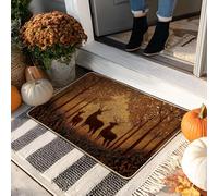 Zerbino con cervo autunnale, tappetino per ingresso per la fauna selvatica marrone, decorazione per interni ed esterni, in gomma, impermeabile, antiscivolo, antipolvere, facile da pulire, 73 x 43 cm