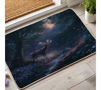 Zerbino con cervo magico, tappetino etereo per ingresso per autunno e inverno, decorazione rustica della natura, antiscivolo, impermeabile, antipolvere, facile da pulire, 73 x 43 cm