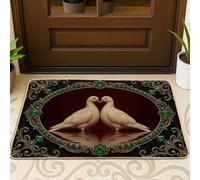 Zerbino con colombe, elegante e classico, con gemme senza rosso, lavabile, a basso profilo, decorativo, per casa, interni, esterni, ingresso, portico, 73 x 43 cm