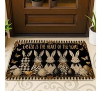 Zerbino con coniglietto, pasquale, festivo, uovo, farfalla, pasqua, nero, lavabile, a basso profilo, zerbino per casa, interni, esterni, ingresso, portico, decorazione, 73 x 43 cm