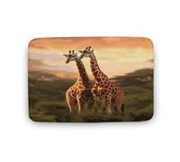 Zerbino con coppia di giraffe, in velluto di corallo, morbido, spesso, per gattonare, per camera da letto, soggiorno, antiscivolo, assorbente, lavabile in lavatrice, 50 x 80 cm