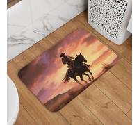 Zerbino con cowboy West e scritta "Welcome", antiscivolo, assorbente, morbido, lavabile, moderno, per cucina, camera da letto, bagno, decorazione, 40,6 x 61 cm