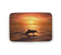 Zerbino con delfino e tramonto, in velluto di corallo, morbido, spesso, per gattonare, camera da letto, soggiorno, antiscivolo, assorbente, lavabile in lavatrice, 40 x 60 cm