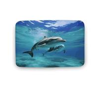 Zerbino con delfino marino, in velluto di corallo, morbido, spesso, per gattonare, per camera da letto, soggiorno, antiscivolo, assorbente, lavabile in lavatrice, 40 x 60 cm