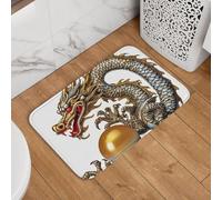Zerbino con drago cinese con perle, zerbino di benvenuto, antiscivolo, assorbente, morbido, lavabile, tappeto da bagno, 40,6 x 61 cm, per cucina, camera da letto, bagno, arredamento elegante