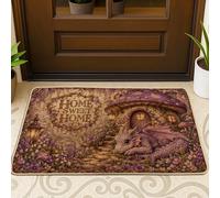 Zerbino con drago di benvenuto, fantasioso fungo lanterna senza viola, lavabile, a basso profilo, decorativo, decorazione per la casa per ingresso, portico esterno, balcone, 73 x 43 cm