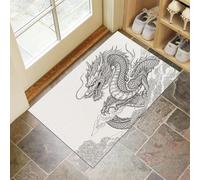 Zerbino Con Drago Nuvole Di Mare, Tappetino per Ingresso E Ingresso Con Arte Lineare Minimalista, Decorazione per Interni Ed Esterni, Antiscivolo, Facile Da Pulire, 50 x 80 cm