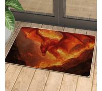 Zerbino con dragone fantasy, rosso mitico creatura, per interni ed esterni, decorazione stagionale, impermeabile, antiscivolo, assorbe lo sporco, facile da pulire, 73 x 43 cm