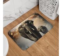 Zerbino con elefante nella nebbia, 40,6 x 61 cm, antiscivolo, assorbente, morbido, lavabile, tappeto moderno per cucina, camera da letto, bagno, arredamento moderno