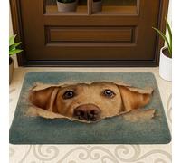 Zerbino con faccia di cane labrador, grazioso tappeto giallo per interni ed esterni, decorazione animale, tappetino antiscivolo lavabile, scelta perfetta per gli amanti dei cani, 73 x 43 cm