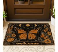 Zerbino con farfalle, con fiori autunnali vintage, falene autunnali, arancione, lavabile, a basso profilo, per casa, interni, esterni, ingresso, portico, decorazione, 73 x 43 cm