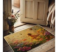Zerbino con fata floreale, con farfalle colorate, per interni ed esterni, decorazione autunnale, in gomma, impermeabile, antiscivolo, assorbe la polvere, facile da pulire, 73 x 43 cm